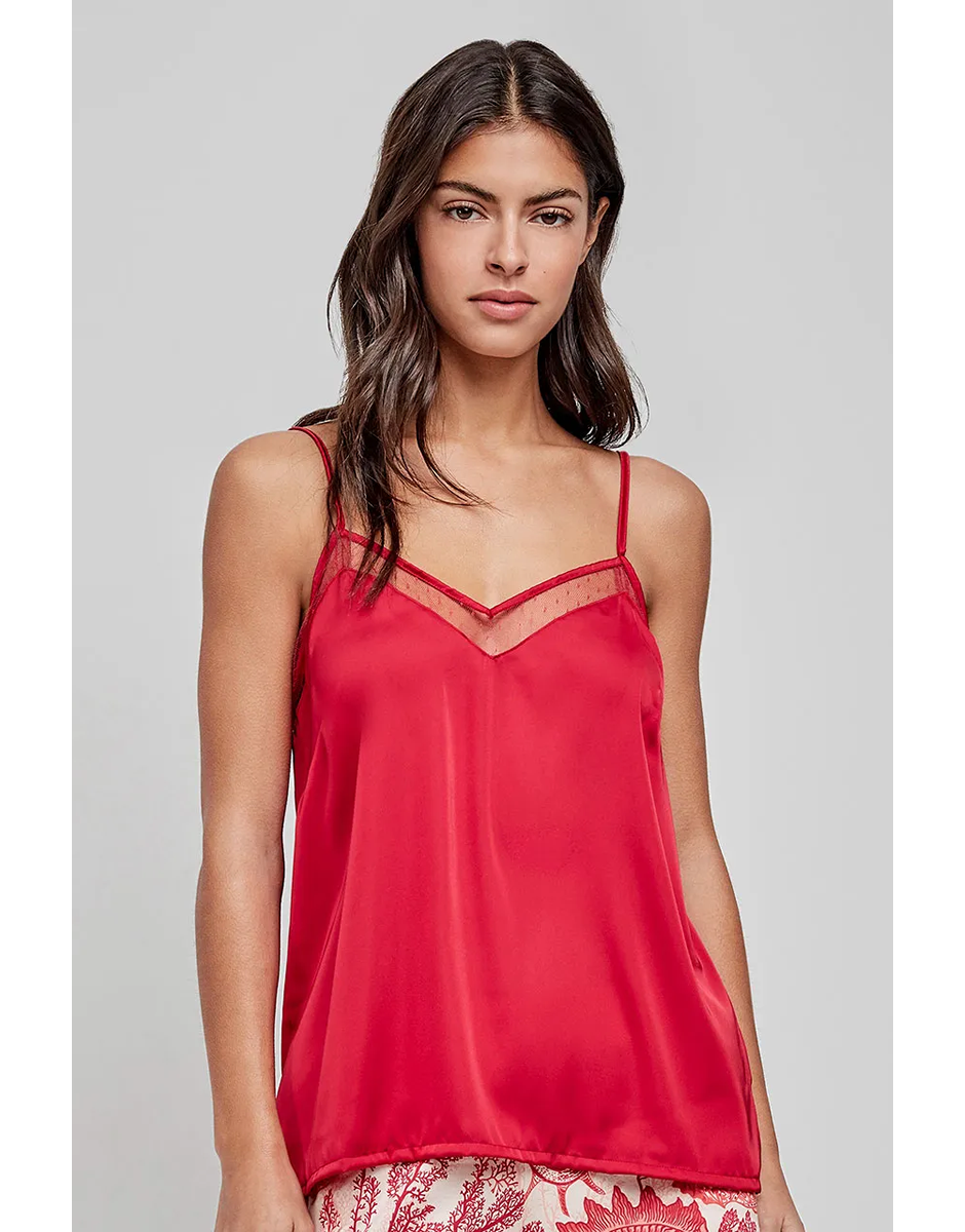Camisola alças tecido acetinado