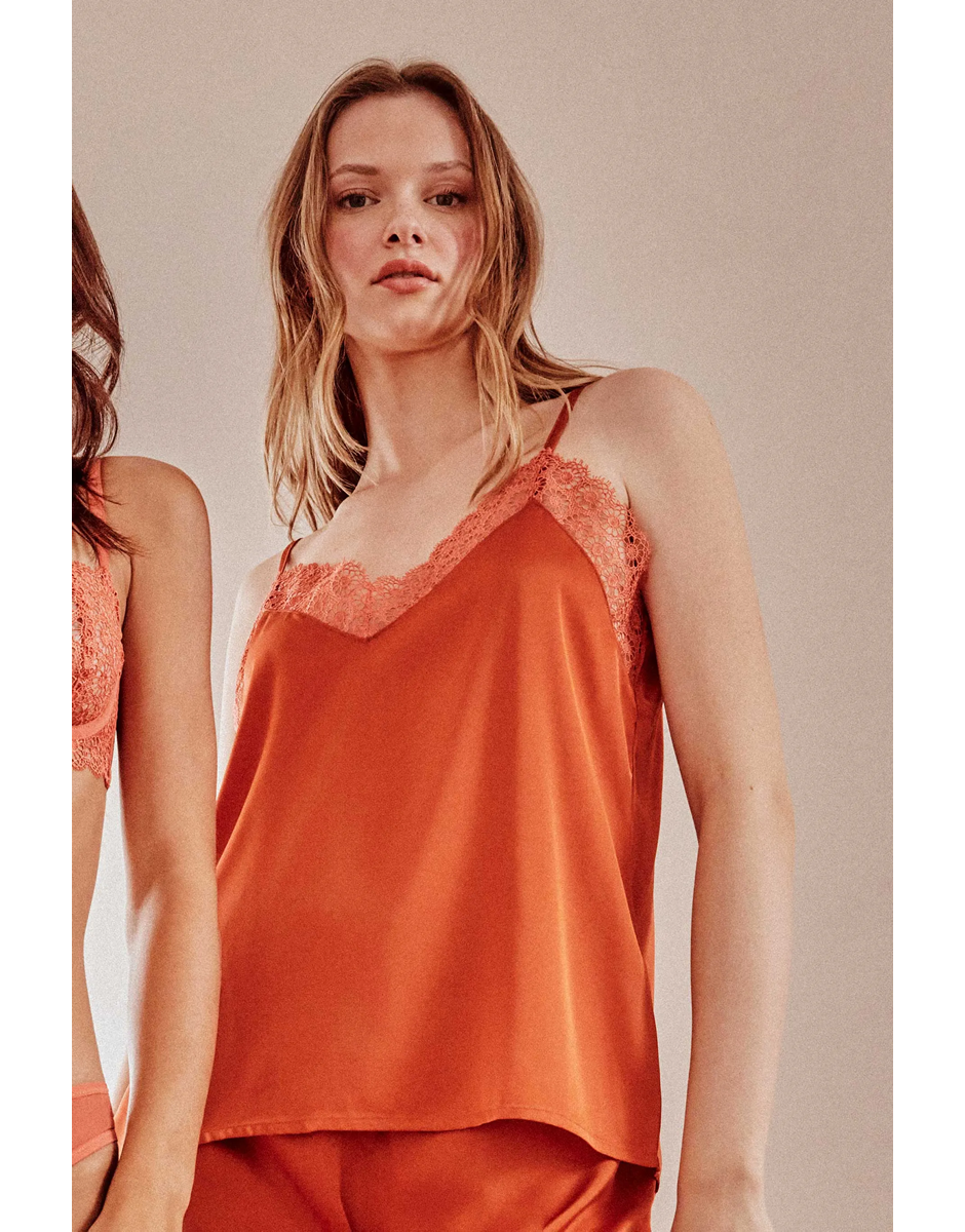Camisola alças detalhe renda