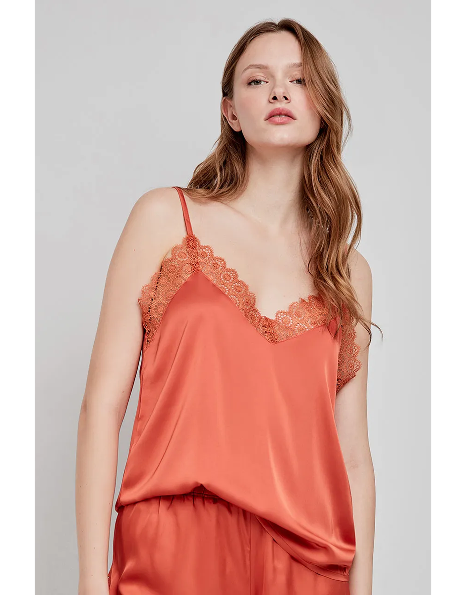 Camisola alças detalhe renda