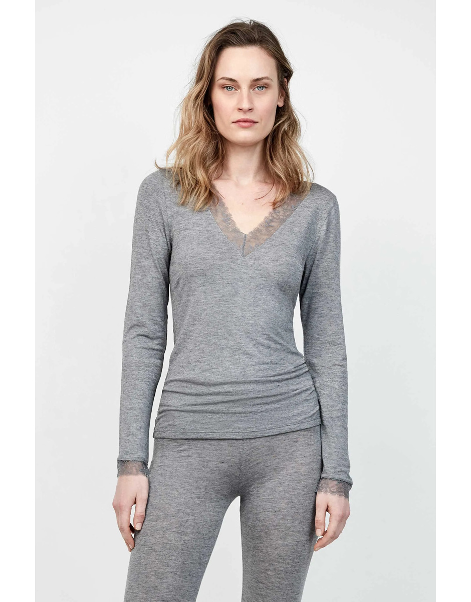 Camisola de renda cor cinza Gisela