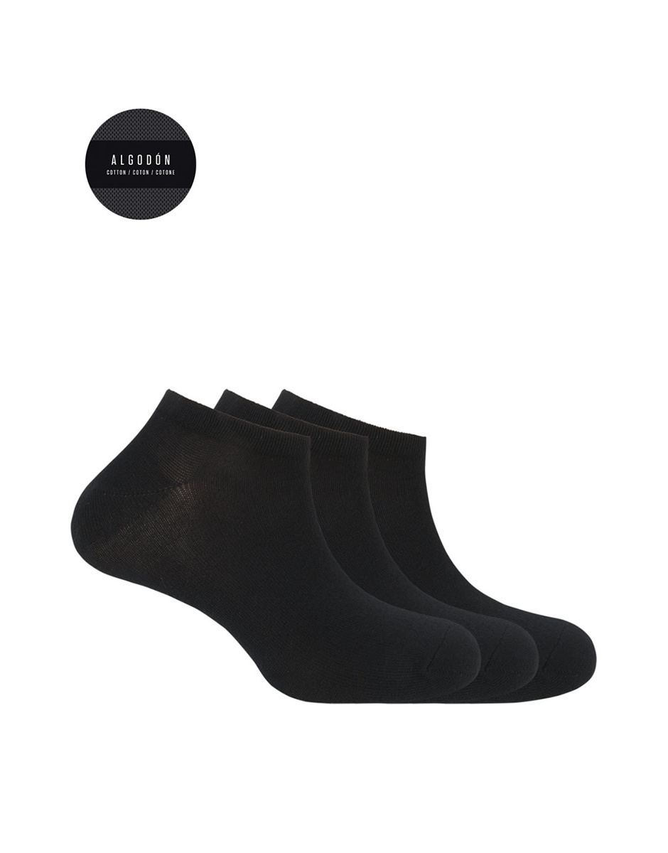 Pack 3 pares de meias de algodão lisos Basix Punto Blanco