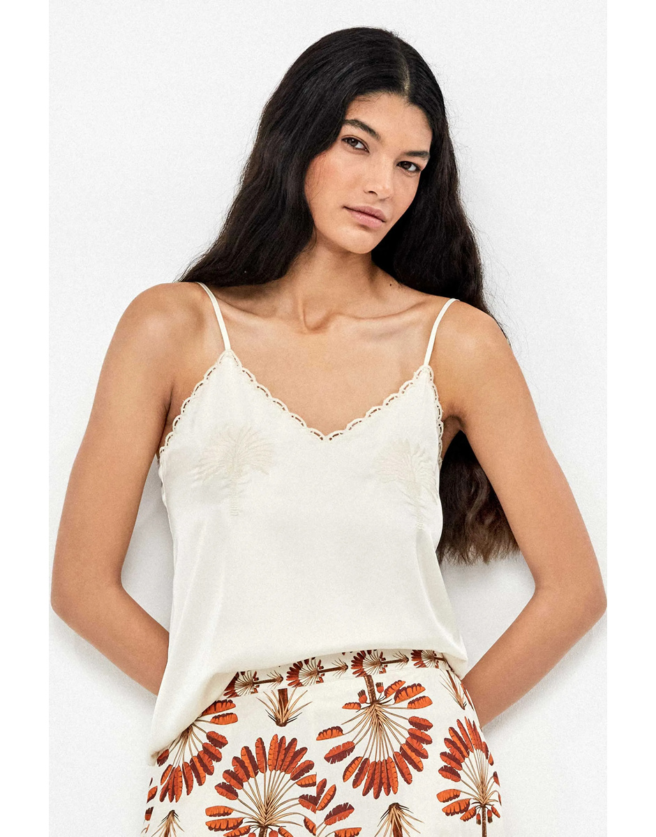 Camisola alças detalhe palmeiras