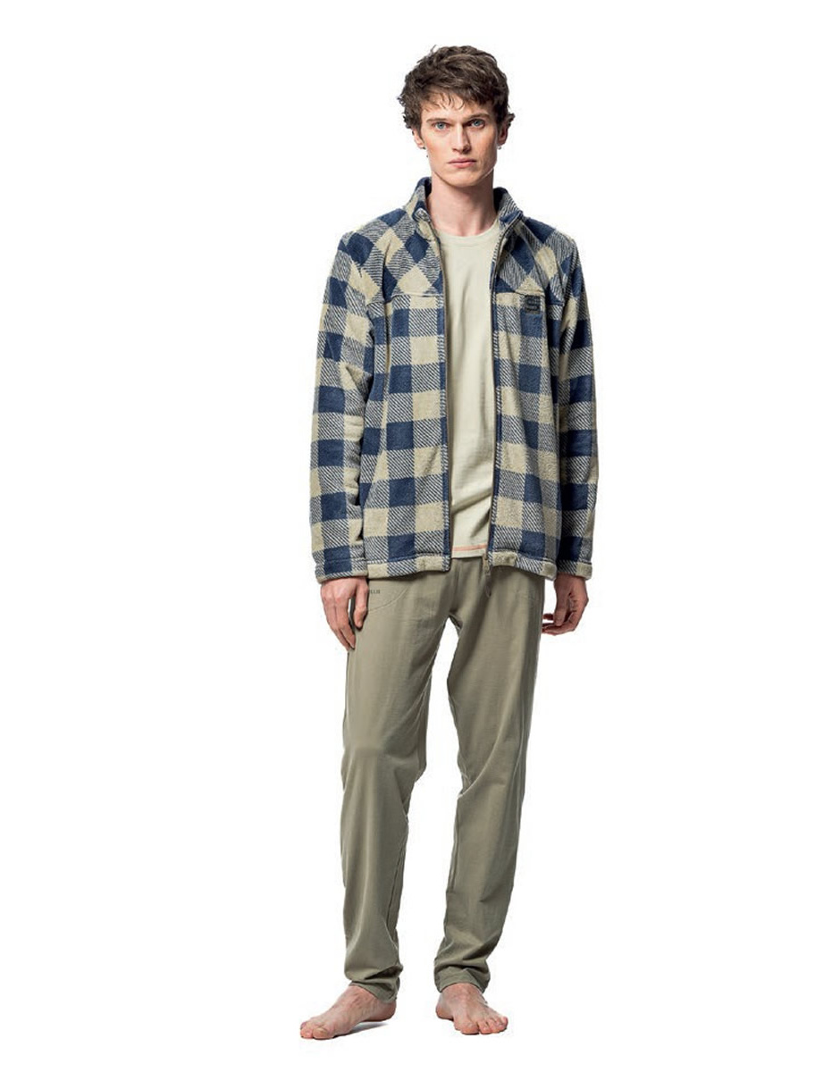 Casaco xadrez azul bege SOY